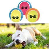 BUFFER®  3lü Renkli Desenli Tenis Topu Kedi Köpek Oyuncağı - 2
