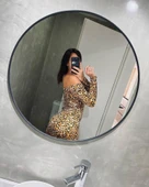 Kadın Madonna Mendil Yaka Leopar Desen Mini Elbise thumbnail 7