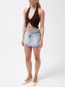 Kemer Detay Denim Mini Etek - 3