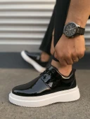 JY03 Luxor Bağcıklı Rugan Erkek Günlük Spor Klasik Ayakkabı RBT - Siyah thumbnail 3