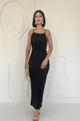 Siyah Piliseli Halter Boyun Elbise thumbnail 1