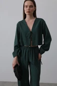 Önü Bağlamalı Crop Takım - Yeşil thumbnail 1