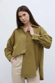 Uzun Kol Gömlek - Koyu Haki thumbnail 3