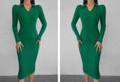 Kadın Uzun Kollu Yakalı Triko Elbise thumbnail 3