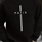 Erkek Uzun Kollu Bisiklet Yaka Yazı Detaylı Iki Iplik Bluz - 3