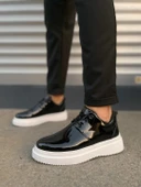 JY03 Luxor Bağcıklı Rugan Erkek Günlük Spor Klasik Ayakkabı RBT - Siyah thumbnail 2