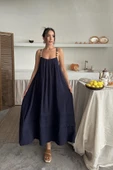 Lacivert Askılı Müslin Elbise thumbnail 2
