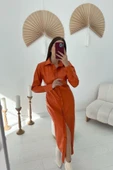 Oranj Boydan Düğmeli Deri Elbise thumbnail 1