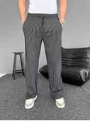 Su Yolu Çizgili Cepli Pantalon - Siyah - 1