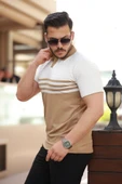 Erkek çizgi Desenli Yakalı Kısa Kollu T-shirt - 2