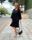 Kadın Modal Kumaş Kol Ve Etek Ucu Payetl Elbise thumbnail 5