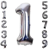 Gümüş Rengi Folyo Rakam Balon 1 Metre thumbnail 3