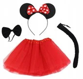 Minnie Mouse Kostüm Seti - Etek, Taç, Kuyruk, Papyon - 4