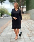 Kadın Modal Kumaş Kol Ve Etek Ucu Payetl Elbise thumbnail 9