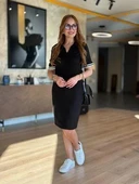 Kadın Polo Yaka Kol Ribanalı Çift Sweat Elbise thumbnail 3