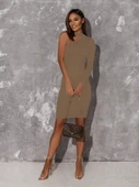 Kadın Uzun Kollu Tek Omuz Ve Kol Açık Detay Viskon Mini Boy Elbise thumbnail 10