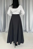 Siyah Yanları Büzgülü Uzun Etek thumbnail 4