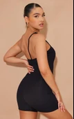 Kadın Asimetrik Askılı Mini Kaşkorse Bodycon Tulum - 10