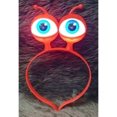 Led Işıklı & Pilli Uzaylı Göz Parti Tacı Kırmızı Renk - 1