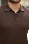 Erkek Fermuarlı Yakalı Kısa Kollu Tshirt - 3
