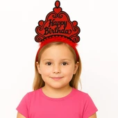 Kırmızı Happy Birthday Doğum Günü Prenses Tacı - 2