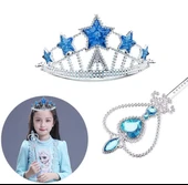 Karlar Ülkesi Elsa Yıldız Mavi Taç ve Asa Seti thumbnail 2