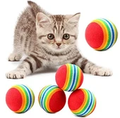 2 ADET GÖKKUŞAĞI RENKLI KEDI KÖPEK OYUN TOPU thumbnail 1