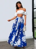 Kadın çiçek Baskılı Maxi Boy Süprem Etek thumbnail 3