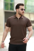 Erkek Fermuarlı Yakalı Kısa Kollu Tshirt - 1