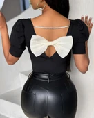 Kadın Kısa Kollu Sırt Inci Ve Kurdela Detay Karpuz Kol Yerli Krep Bluz. 109 Adet Standart Beden Gerisi 3 Beden thumbnail 8