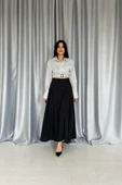 Siyah Yanları Büzgülü Uzun Etek thumbnail 1