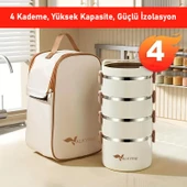 Valkyrie 4 Gözlü Paslanmaz Çelik Isı Yalıtımlı Yemek Kabı Seti Çantalı Geniş Kaplar Bento Çantalı thumbnail 8