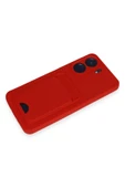 Xiaomi Redmi 13C Kılıf Kelvin Kartvizitli Silikon - Kırmızı - 4
