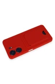 Xiaomi Redmi 13C Kılıf Kelvin Kartvizitli Silikon - Kırmızı - 3