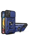 iPhone 16 Pro Max Kılıf Pars Lens Yüzüklü Silikon - Lacivert - 1
