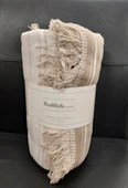 Özdilek Pamuklu Dizüstü Tv Battaniye (130x170)-Striped Bej - 1