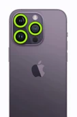 iPhone 12 Pro Max Neon Fosforlu Kamera Lens - Yeşil - 1