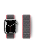 Apple Watch 42mm Hasırlı Cırtcırtlı Kordon - Pembe-Gri - 1