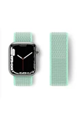 Apple Watch 42mm Hasırlı Cırtcırtlı Kordon - Turkuaz - 1