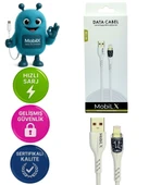 MobiLX MU-09 3.4A Örgülü Işıklı USB to Lightning Hızlı Şarj ve Data Kablosu (1m) - 1