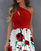 Kadın Tek Omuzdan Askılı Damla Detaylı üst Dalgıç Alt Süprem Maxi Elbise thumbnail 2