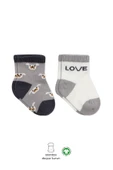 Bistyle Love Dog Penye Soket Çorap 2'Li BS10118 Gri thumbnail 1