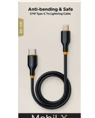 MobiLX MU-08 27W PD Silikon Type-C to Lightning Hızlı Şarj ve Data Kablosu (1m) - 2