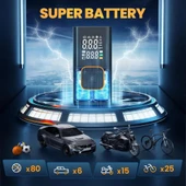 Dijital Kablosuz Usb 2*2000Mah Göstergeli Oto Lastik, Bisiklet Hava Pompası Kompresörü - 5