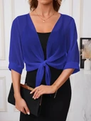 Kadın Truvakar Kol önden Bağlamalı Kısa şifon Bolero Ceket thumbnail 1