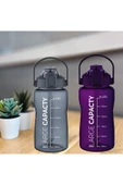Sağlıklı Polikarbon 1.5L Su Matarası - Pipetli, Taşınabilir, Gri Mor Renk, Büyük Kapasiteli Suluk thumbnail 6