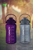 Sağlıklı Polikarbon 1.5L Su Matarası - Pipetli, Taşınabilir, Gri Mor Renk, Büyük Kapasiteli Suluk thumbnail 2