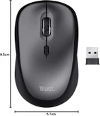 Trust 24549 Yvi+ Sessiz Kablosuz Mouse-Siyah-Gri - 3