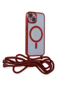 iPhone 14 Kılıf Divo Lazer Askılı Magsafe Kapak - Kırmızı - 3