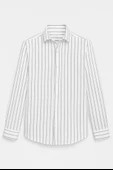 Scorsese Çizgili Relaxed Fit Erkek Gömlek - Beyaz thumbnail 1